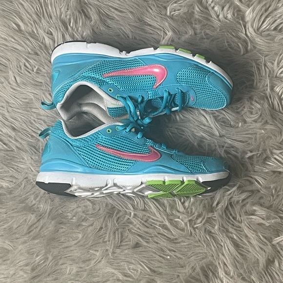 NIKE Flex Trainer Women's Size 9 Blue Running Training Teal Aqua Pink Swoosh - Picture 2 of 5